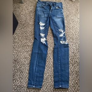 American Eagle Outfitters Ripped Blue Skinny Jeans